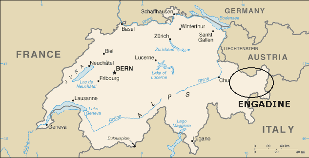 Carte de la Suisse & Enagadine