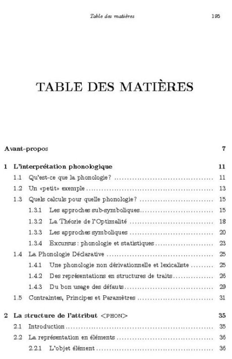 Table des matières. Page 195