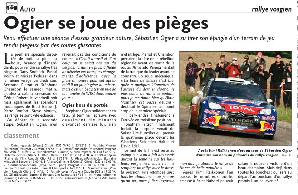 Seb .... Ogier vainqueur rallye des vosges Ogier