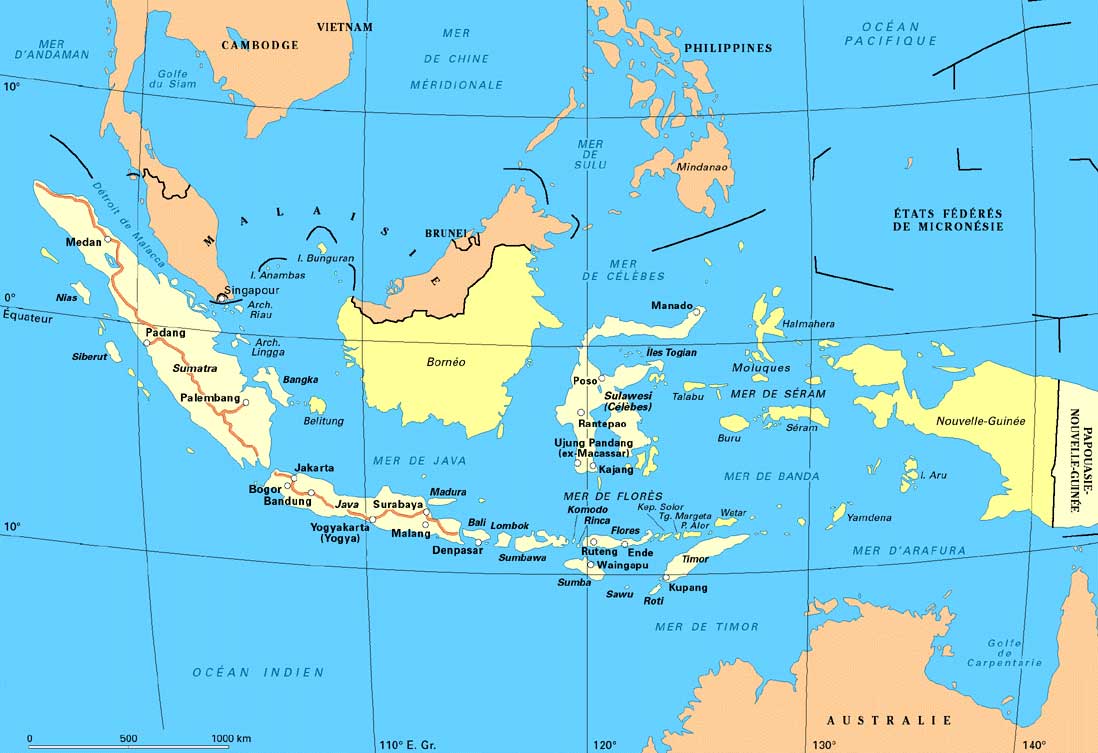 Carte d'Indonesie, carte de l'Indonsie