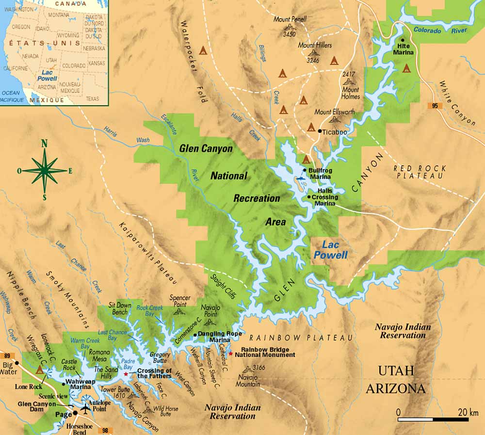 Carte du Lac Powell, Lake Powell