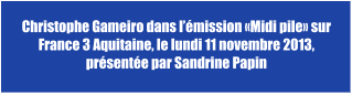 Christophe Gameiro dans l’émission «Midi pile» sur France 3 Aquitaine, le lundi 11 novembre 2013, présentée par Sandrine Papin