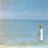 Peder Severin Kroyer- The Little Girl on Skagen Beach Painting