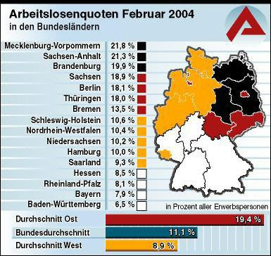 le chômage en février 2004 région par région 