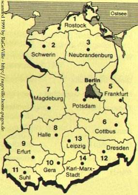 14 DDR-Bezirke + Berlin-Ost