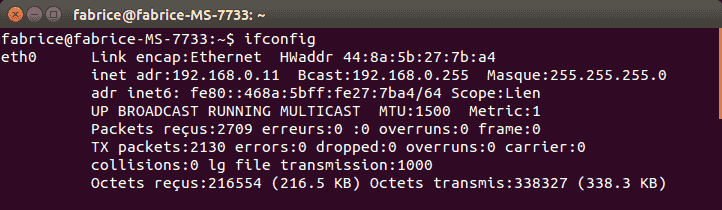 image console ubuntu ifconfig