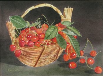 aquarelle, cerises