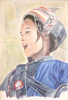 aquarelle, chanteuse Chinoise