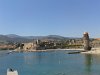 Colioure vue de l'îlot Saint-Vincent, avec le château Royal et l'église Notre-Dame-des-Anges.