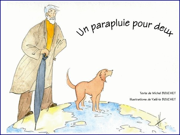 illustration d'un texte de Michel Bouchet : Un parapluie pour deux