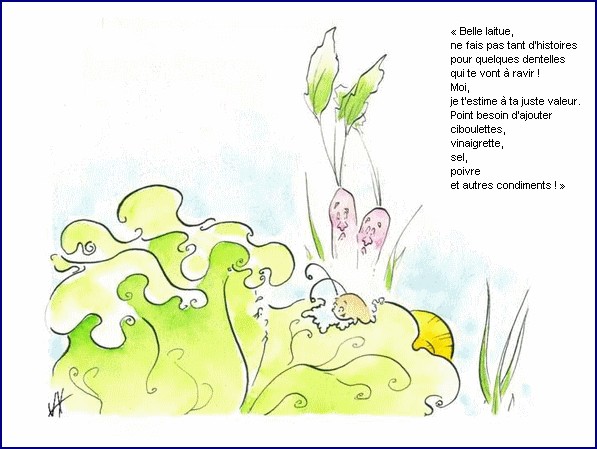 illustration d'un texte de Michel Bouchet : Un matin d't au potager