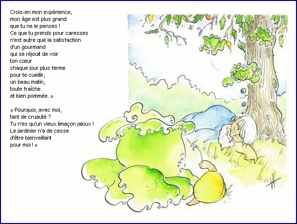illustration d'un texte de Michel Bouchet : Un matin d't au potager