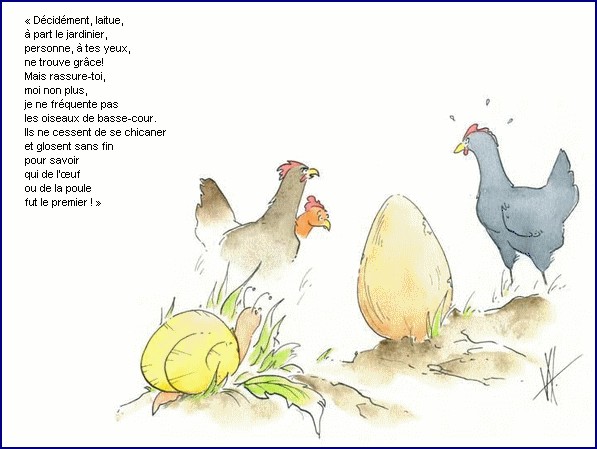 illustration d'un texte de Michel Bouchet : Un matin d't au potager