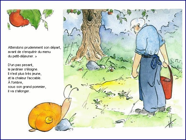 illustration d'un texte de Michel Bouchet : Un matin d't au potager