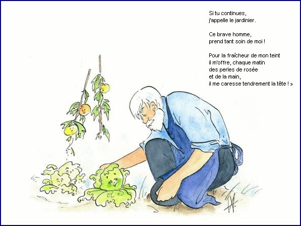 illustration d'un texte de Michel Bouchet : Un matin d't au potager