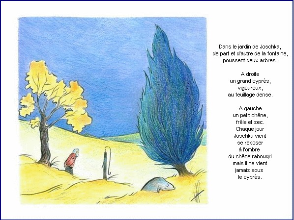 illustration d'un texte de Nicolas Bouchet : Les deux arbres