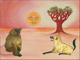 illustrations diverses : conte africain 'la hyne et le babouin' - 2