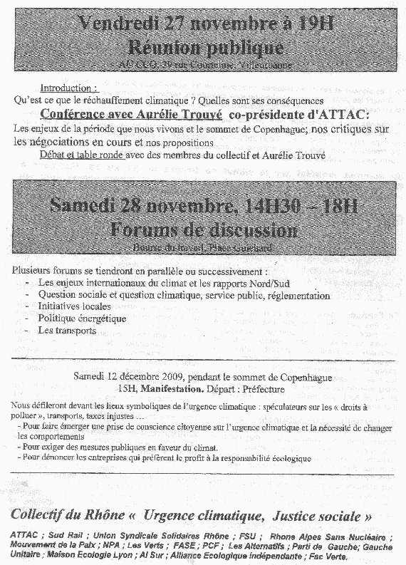 tract d'information / actions climatjustice.org  Lyon