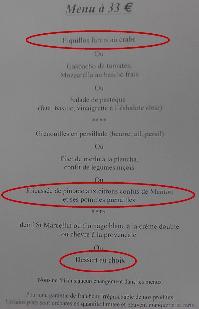 menu