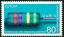 La découverte de la Loi d'Ohm, timbre émis par la poste allemande le 5 mai 1994