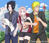 Sasuke Sakura et Naruto dans un parc d'attraction 