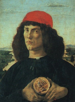 Portrait d'un jeune homme tenant une mdaille  - jpg 34 k