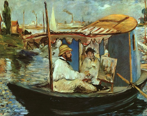 Portrait de Claude Monet dans son bateau-atelier  - jpg 74 k