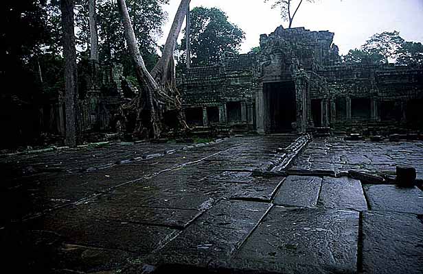 Pluie sur les dalles du Preah Khan