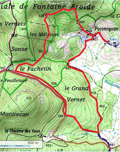 Carte de la randonnée du 8 Avril 2012