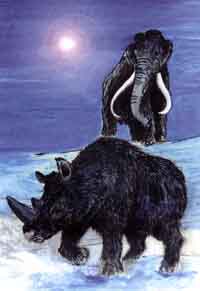 Une reconstitution de la toundra avec mamouth et bison
