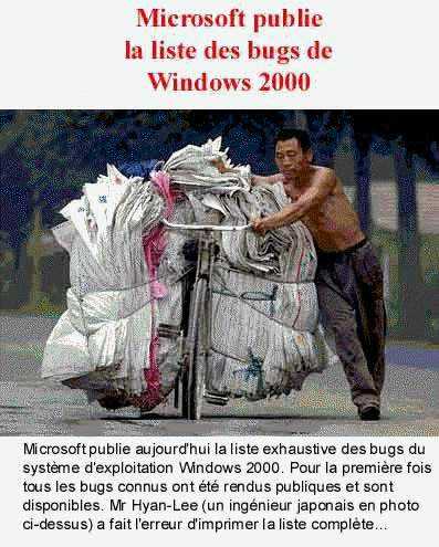 Humour Windows bugs 