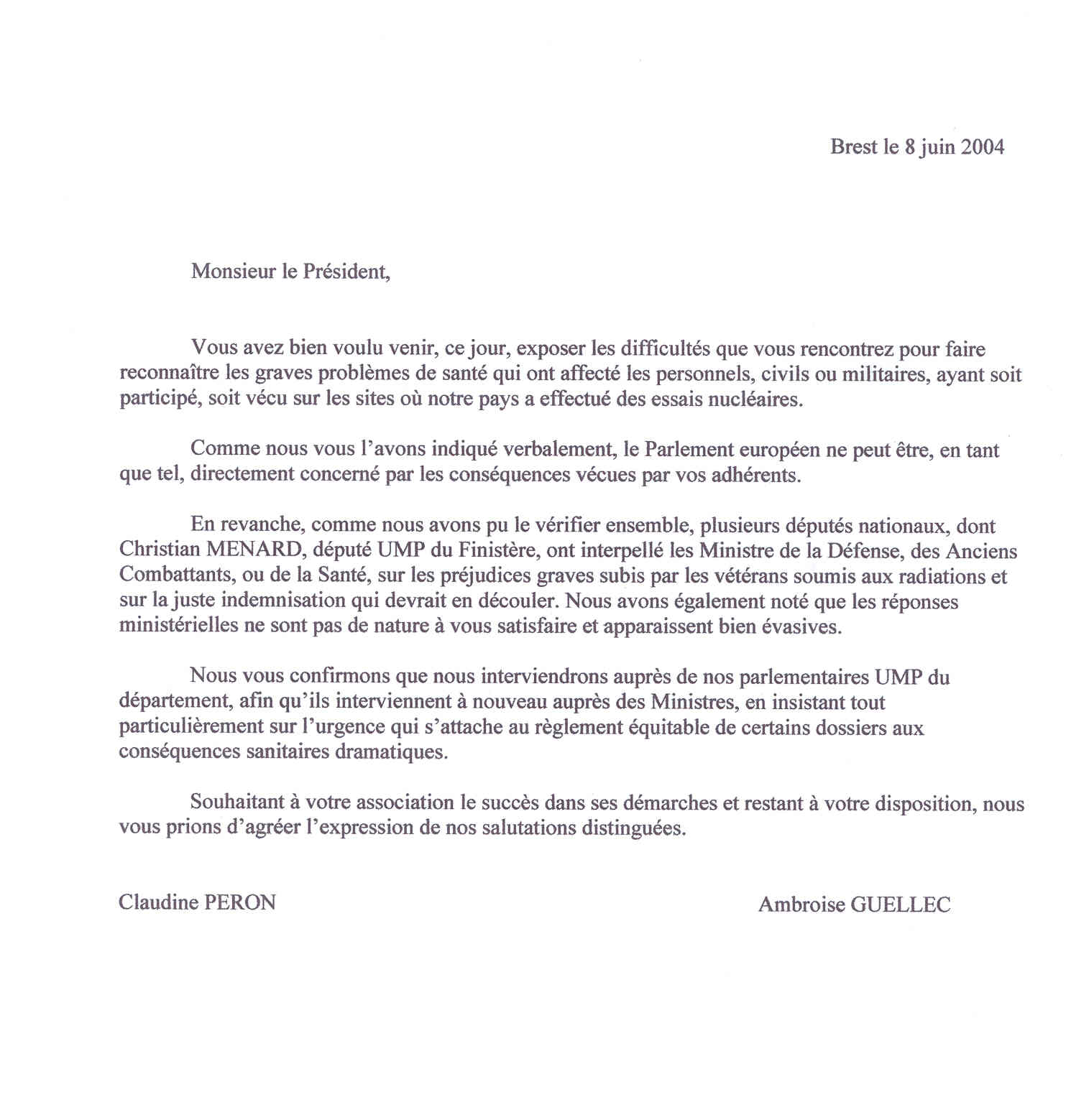 lettre de l'UMP29 8.06.04