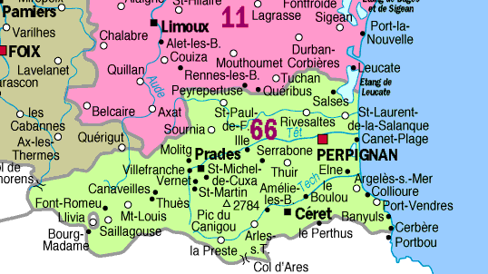 Carte des Pyrénées orientales