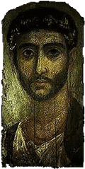 Officier romain - Portrait funéraire d'Er Rubayat (Egypte) - peinture sur bois - ~120 ap. J.-C. (Berlin)
